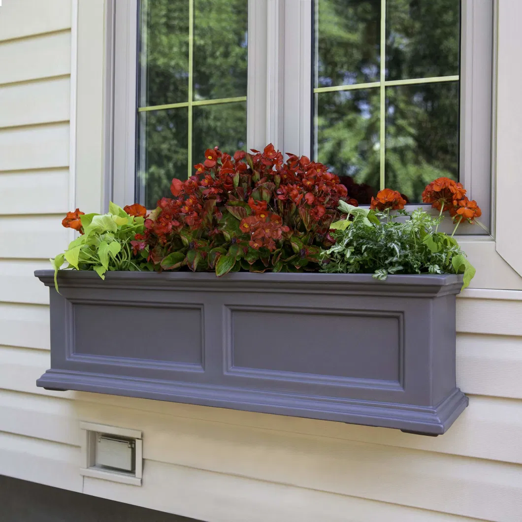 Black Polyethylene Planter Built in Water Reservoir Window Box